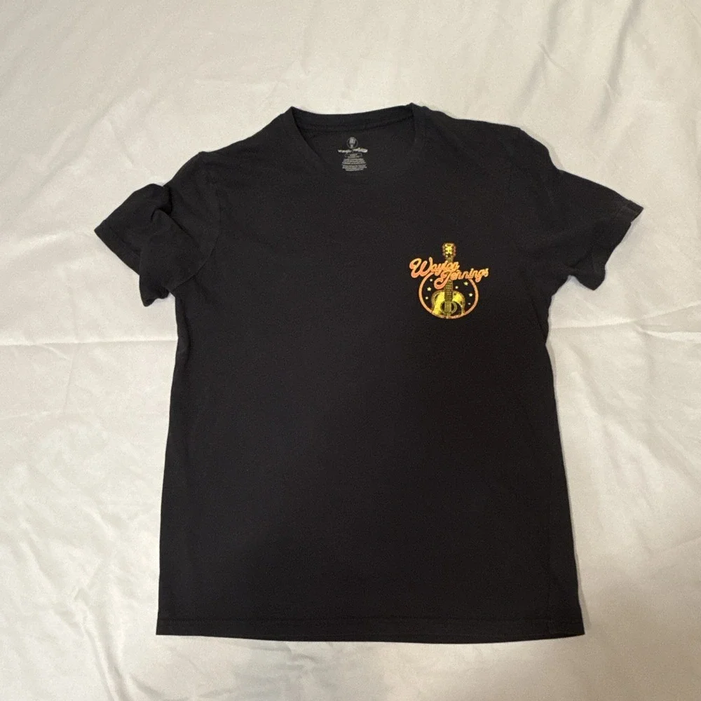 Vintage Wrangler Waylon Jennings Black Graphic T-Shirt Size S Classic Fit
